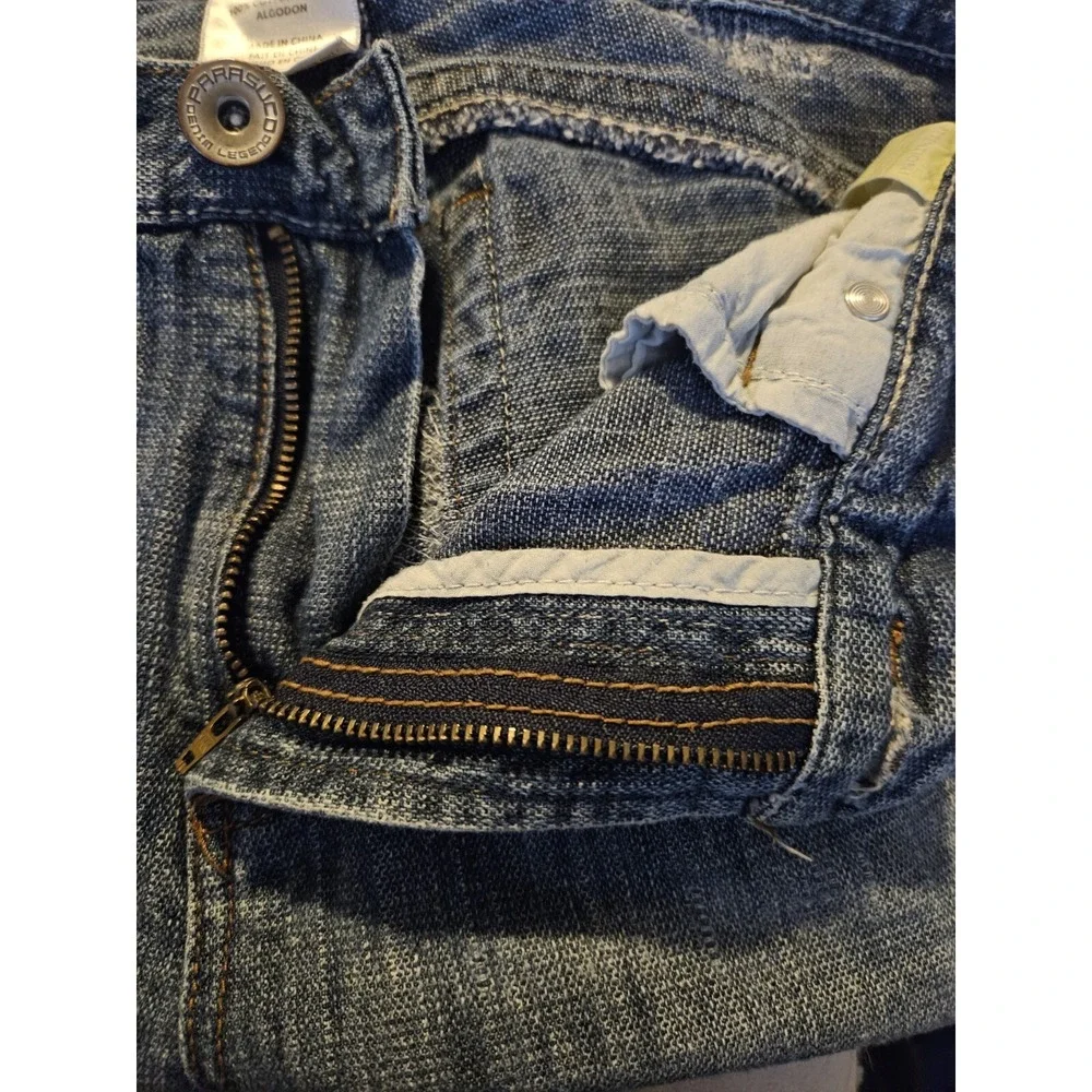 Parasuco Jeans Denim Size 34x34 Distressed Y2K Mens Holes‎ Medium Wash Destroyed
